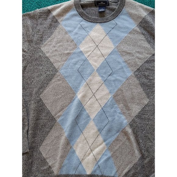 Dockers men's L Acrylic Long Sleeve Blue/Gray Knit Argyle Crew Neck - Picture 2 of 4